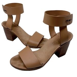 Emma Go Boho Y2K Leather Block Heel Ankle Strap Sandals Brown Handmade 38 (7.5)